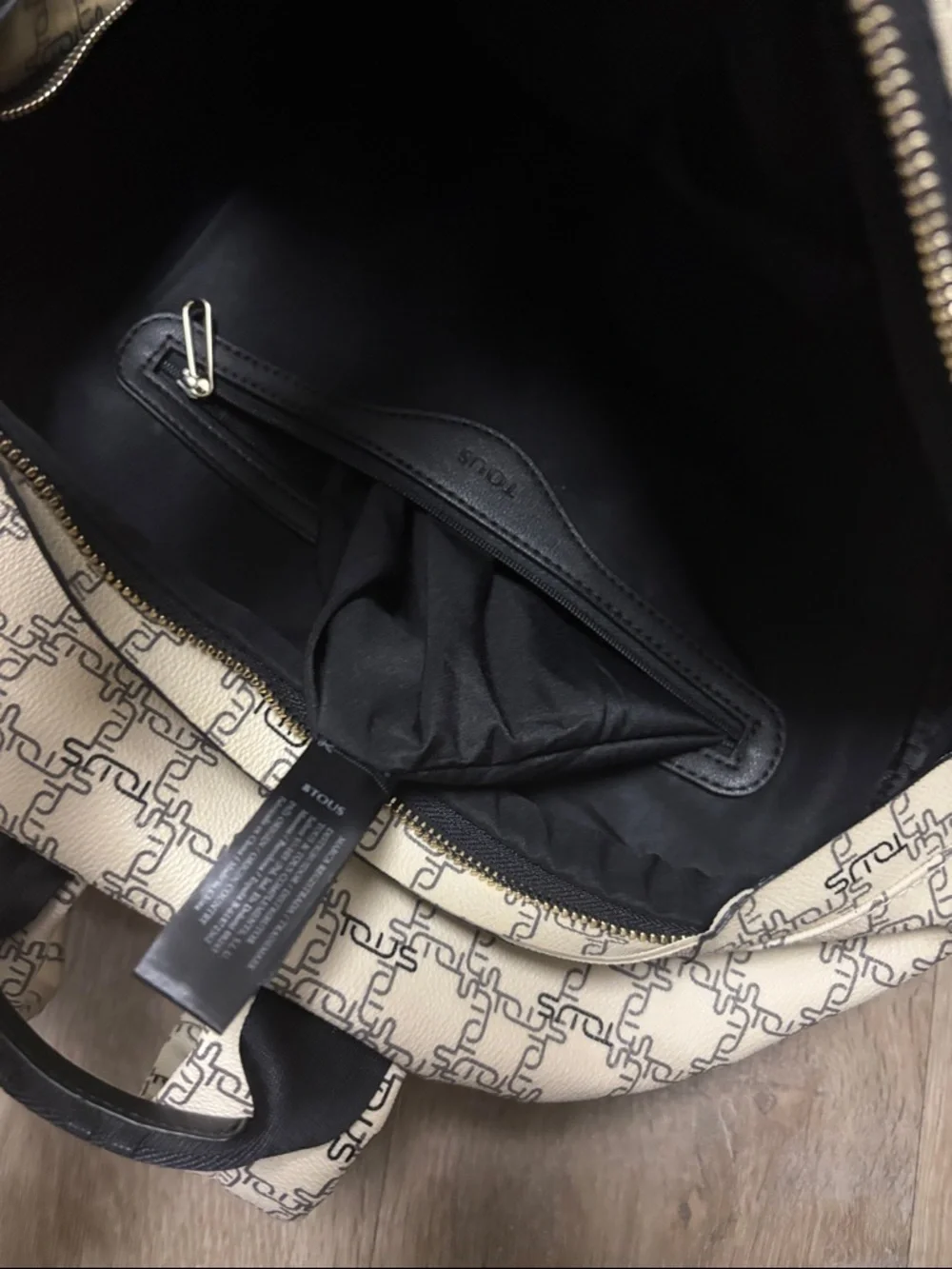 Cream‎ Monogram Backpack with Black Accents